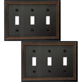 OKAWYC Triple Toggle Light Switch Cover Adler Metal Wall Plate, 2-Pack Aged Bronze 3 Gang, Light Switch Cover Decorative Wallplate, Durable - style: 3 Toggle 2PK