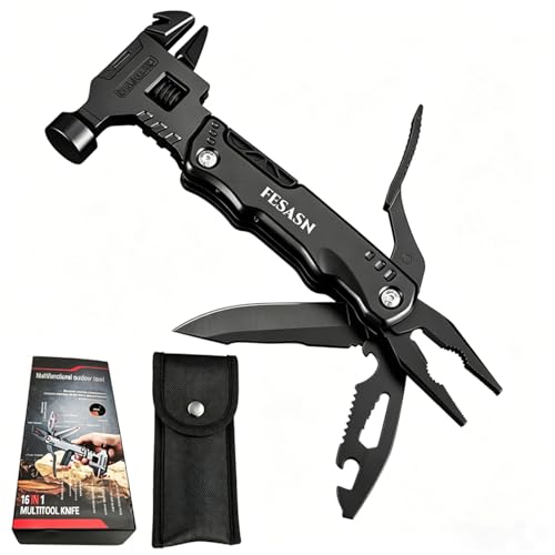 Adjustable Wrench Multitool Hammer, 16 in 1 | Pocket Multi Tool Pliers, Stainless Steel, Survival Camping Multi Tool, Home DIY & Everyday Use - style: Adjustable Wrench