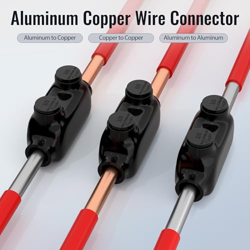 RVBOATPAT Insulated Inline Splice Connector 3/0-6 AWG Black Electrical Cable Connectors 7/32" Slotted Allen Hex Aluminum to Copper Wire Connectors - 6 Pack - color: 3/0-6 AWG