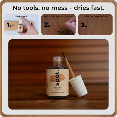 Light Brown Wood Stain Repair Kit, Brush-On Touch-Up Stain Bottles, Golden Oak, Early America, Cherry, Red Oak, Interior and Exterior Wood, 4 fl oz Total by spot. - color: Light Brown