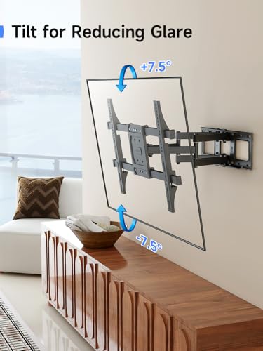 Suptek Full Motion TV Wall Mount for 42 to 86 Inch TV, Swivel and Tilt with Articulating Dual Arms, Max VESA 600X400mm, Holds up to 132lbs, Fits Max 16" Wood Studs, MA01A - size: 42-86"