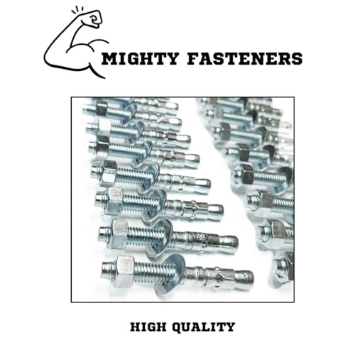MIGHTY FASTENERS Zinc-Plated Steel Wedge Anchors, 1/2" X 2-3/4" - Heavy-Duty Mounting Bolts for Concrete - 50 Pack - size: 1/2" X 2-3/4"