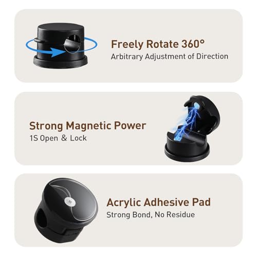 AGPTEK 8 Pack Magnetic Cable Clips, 360° Rotatable Cord Holder, Black - color: Black