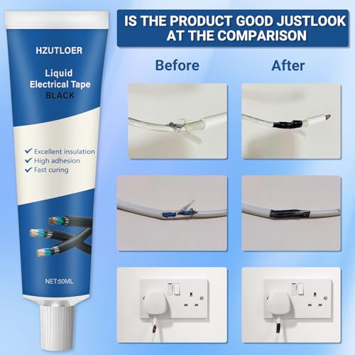 3.38 OZ (100Ml) Liquid Electrical Tape, 2PCS 50ML Insulating Electrical Tape Glue, Waterproof, Fast Drying, High Temperature Resistant - color: Black