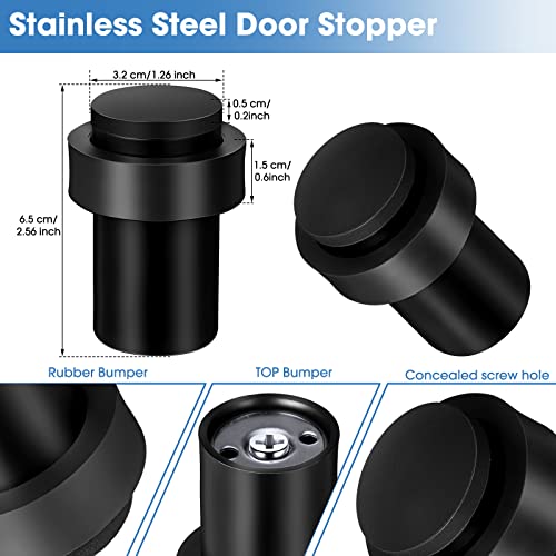 Chumia 10 Pcs Floor Mounted Door Stopper Stainless Steel,Black - color: Black