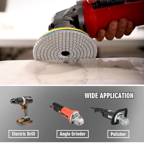 16PCS Wet Dry Diamond Polishing Pad Kit, 4 Inch Diamond Sanding Pad 30-6000 Grit with 5/8''-11 Thread Backer Plate for Concrete Marble Quartz Granite Countertop Stone & Tile Polishing - size: 4 Inch 30-6000 Grit