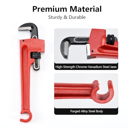 10" Double-Ended Valve Wrench 1/2" Opening & Pipe Wrench 1/8" - 1-1/2" - size: 10 Inches