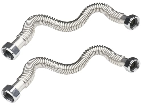 WHK 24-Inch Water Heater 1" FIP Flexible Hose Connector,2 Pack