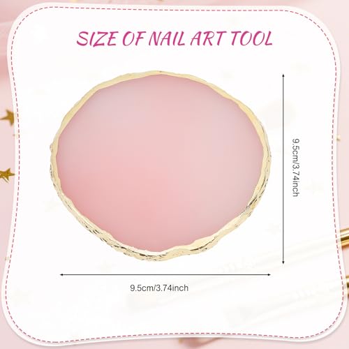 2 Pcs Resin Nail Art Palette Set, Pink & White, Gold Edge, 10 x 8 cm - color: Pink, White