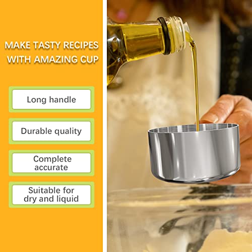 2PCS 1/3cup(79ml) Measuring Cup, Stainless Steel Measure Scoop - size: 1/3cup