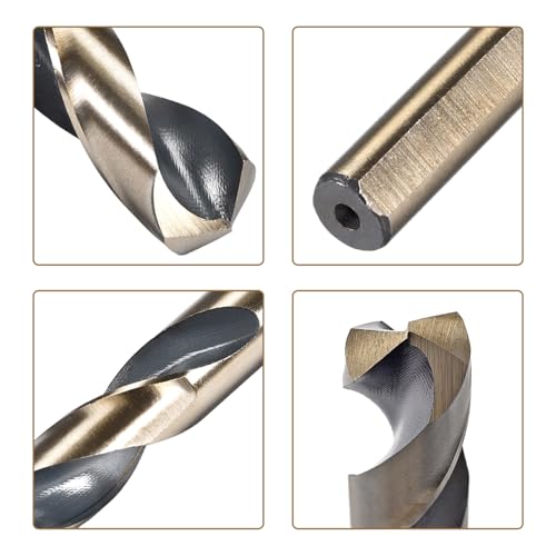 uxcell 3pcs Reduced Shank Twist Drill Bits 13mm Black Nitride & Gold Titanium Coated High Speed Steel 4341 with 10mm Shank for Stainless Steel Alloy Metal Plastic Wood - size: 13mm x 10mm