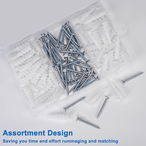 Self Drilling Drywall Anchors, 100PCS Heavy Duty Dry Wall Anchors and Screws Kit for Hanging Sheetrock, 50 Self-Tapping Plastic Drywall Hangers 50 Sheet Rock Screws - size: 50pcs