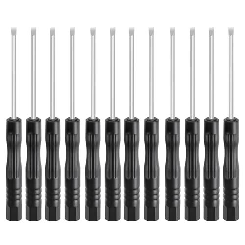 12 Pcs 3mm Slotted Precision Screwdriver, 2mm Magnetic Tip, 84mm - size: 3 Flathead1