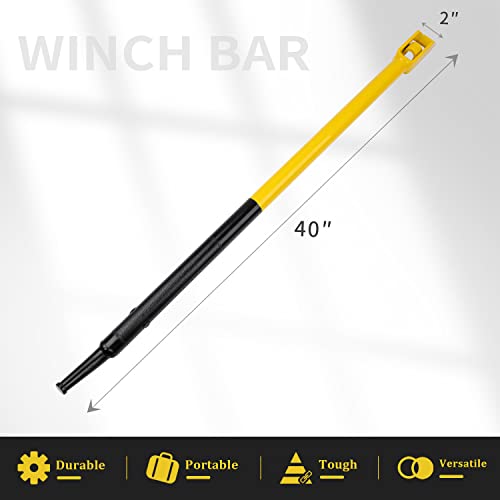 Winch Bar, 40" Combination Winch Bars with Square Head, Black & Yellow - color: Black & Yellow, size: 1 Pack