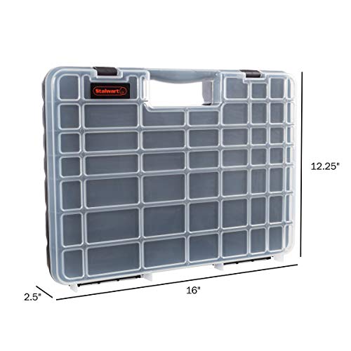 Stalwart - 75-ST6073 Portable Storage Case with Secure Locks and 55 Small Bin Compartments for Hardware, Screws, Bolts, Nuts, Nails, Beads, Jewelry and More by Black - size: 55 Bin