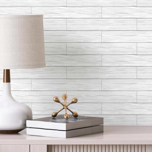 Main Street Peel and Stick Wallpaper Sheets, Distressed Wood Grey, 12-Pack - style: Distressed Wood Grey