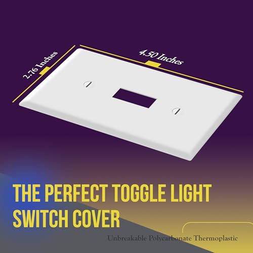 ENERLITES Light Switch Cover Plate, Toggle Wall Plate Cover, Size 1-Gang 4.50" x 2.76", Unbreakable Polycarbonate Thermoplastic, 8811-W-10PCS, White (10 Pack) - color: White, size: 10 Pack