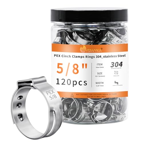 120pcs 5/8 pex crimp rings for PEX Tubing Pipe Fitting Connections - color: 120 Pcs, size: 5/8 inch