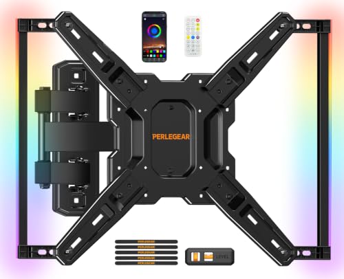 Perlegear TV Wall Mount with LED Lights for 28–65 Inch TVs up to 82 lbs - size: for 28-65 inch TVs
