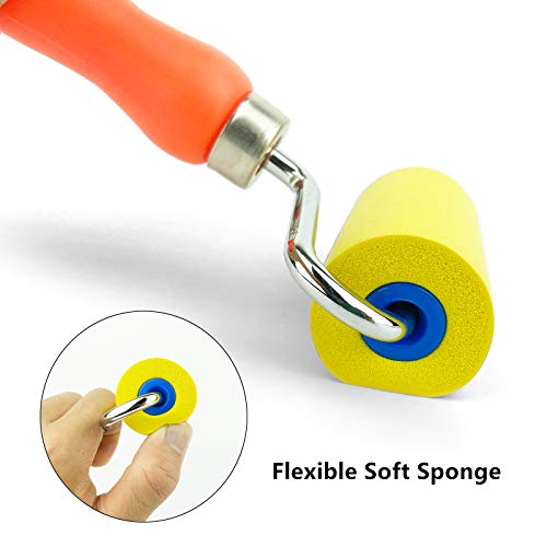 CARTINTS Soft Seam Roller Tool, Safely Install Wallpaper, Vinyl Wrap, Window Film, with 2.4inch Sponge Roller Head and Comfortable Handle, 7.9inch Length - color: Sponge Roller
