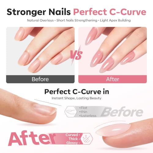 modelones Builder Nail Set, Builder Base Colors Jelly Nude Pink 6 Colors - color: B1-Nude Pink