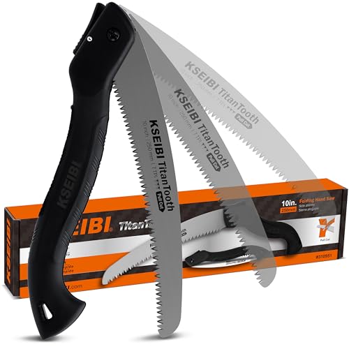KSEIBI 310950 Folding Hand Saw 10 Inch with SK-4 Steel Blades, Japanese Technology, Ideal for Cutting Soft and Hard Wood (Black Edition)