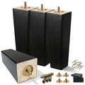 SHANJUE 8 Inch Black Couch Legs - Square Wood Sofa Legs for Furniture, 4PC - size: 8 inch