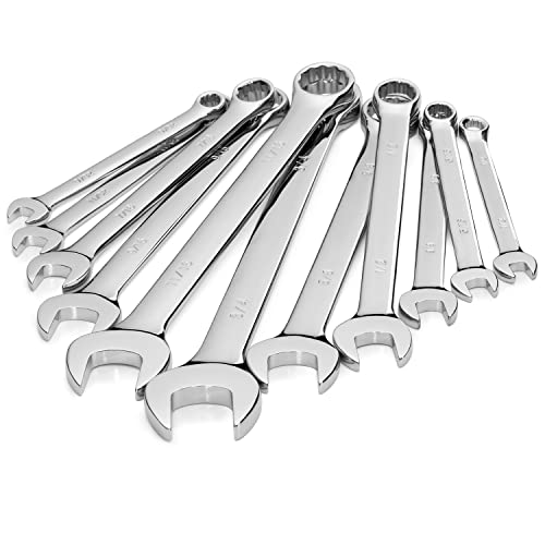 11-Piece SAE Combination Wrench Set in Roll-up Pouch, Non-Skip Inch Sizes 1/4 to 3/4” | Chrome Vanadium Steel with Mirror Finish | Ideal for General Household, Garage Workshop, Auto Repairs and More - size: 11-Piece SAE Set