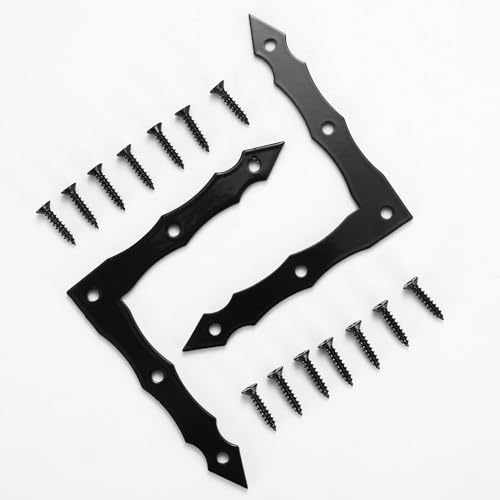Decorative Corner Brackets, 10pcs L-Shape Barn Door Sliding Brace, Rustic Black Flat L Bracket, Joint Right Angle for Wood Garage Gates Shutters (100x100x15mm)
