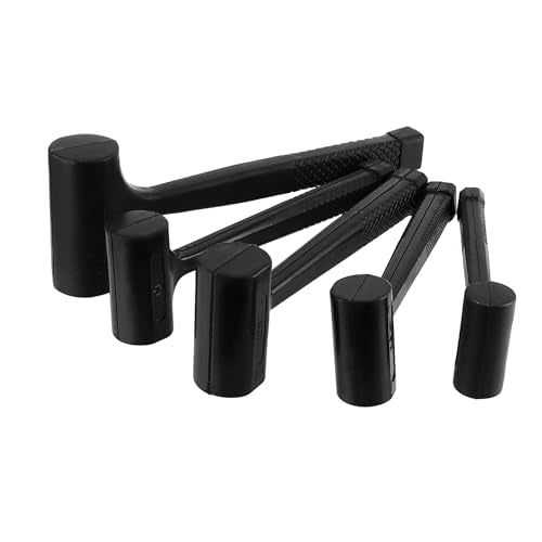5 Pieces Deadblow Hammer Set, 0.5LB, 1LB, 1.5Lbs, 2LB, 3Lbs Rubber Mallet, Rubber Hammer with Checkered Grip, Spark and Rebound Resistant Hammers