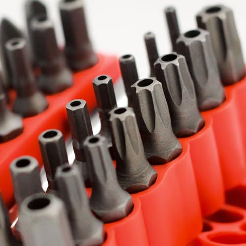 34pcs Security Bit Set 1/4 Inch Hex Shank Screwdriver Bit Set,Tamper Proof Bits-Torx+Hex+Tri Wing+Star+Spanner for Torx Security Screwdriver Set,High Hardness Impact Driver Bit Set(Red+Wrench) - color: Red+wrench