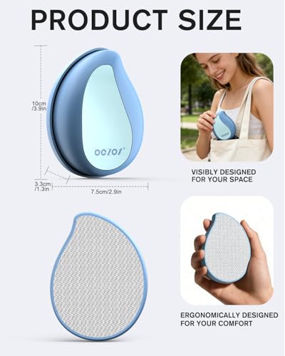 BEZOX Glass Foot File Callus Remover – Professional Foot Scrubber for Dead Skin & Cracked Heels – Premium Pedicure Tools for Feet with Anti-Slip Handle and Protective Cover - Blue - color: Blue