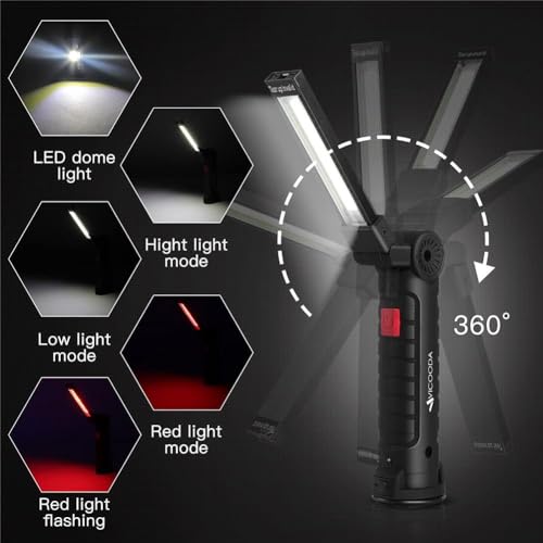 Rechargeable LED Work Light with Magnetic Base, USB 360° Rotating Magnetic Light, 5 Mode Mechanic Flashlight for Car Repair, Emergencies, Tight Areas (3 Pack) - size: 3 Pack