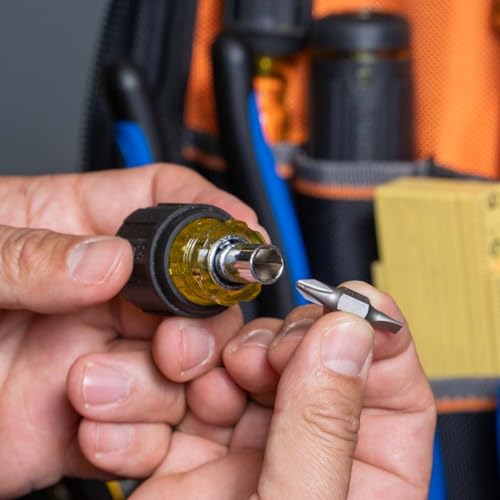 Klein Tools 32561 Multi-Bit Screwdriver/Nut Driver, 6-in-1 Stubby Screwdriver with 2 Phillips, 2 Slotted, 2 Nut Drivers - style: 6-in-1 Stubby