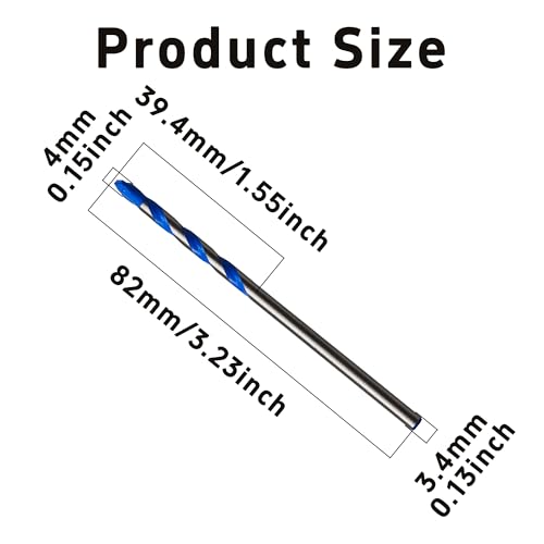 10PCS 5/32" Solid Carbide Drill Bit Set, Masonry Drill Bits, Concrete Drill Bits, Carbide Drill Bits for Glass, Tile, Brick, Cement, Plastic, Wood - size: 5/32"-10PCS