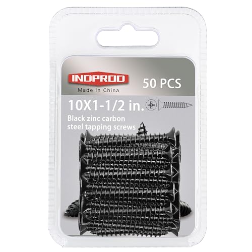 #10 X 1-1/2" Black Screw,Flat Head Phillips Wood Screw, Electroplating Black Carbon Steel, #10 X 1-1/2-Inch, 50Pcs - color: Black Zinc Plated Screws, size: #10 x 1-1/2"