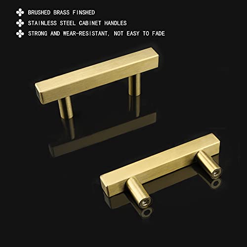 Goldenwarm 10 Pack 2-1/2 Inch Gold Cabinet Handles Brass Kitchen Pulls - color: Gold, size: 2-1/2 Inch Hole Center