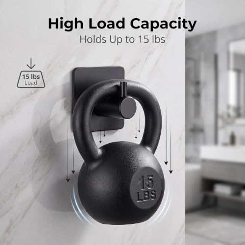 Fotosnow Black Adhesive Towel Hooks Heavy Duty Stick on Wall Hooks Shower Hooks for Bathroom Kitchen Door-4 Packs - color: Black-4 Pack