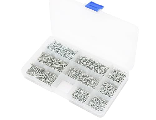 LBY 900pcs M2.3 M2.6 M3 Pan Head Self-Tapping Sheetmetal Screw Assortment Kit, Carbon Steel, Zinc-Plated - color: Silver