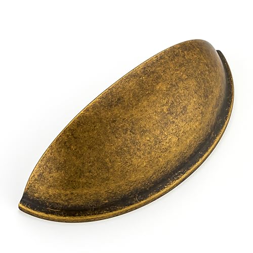 Ravinte Antique Brass Drawer Pulls Cabinet Cup Pulls 3 Inch 10 Pack | Kitchen Hardware, Cup Pull Shape, Cabinet Handles, Drawer Handles, Smooth Drawer Grip,For Dressers, Cupboards - color: Antique Brass