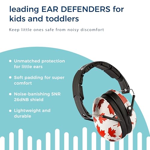 BANZ Kidz Earmuffs 2 Years & Older - Loud Noise Cancelling, Size Adjustable - color: Canada Maple Leaf