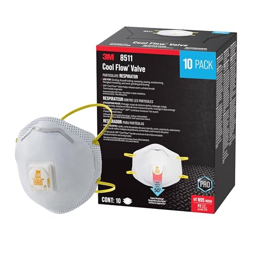 3M All-In-One Respirator, Best for Sanding, Fiberglass, Drywall, Painting, N95, Exhalation Valve Helps Direct Exhaled Air Downward, Relief From Dusts And Certain Particles, 10-Pack