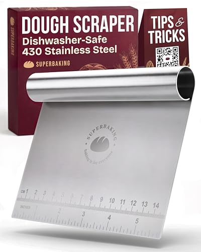 Superbaking Multipurpose Bench Scraper, 6" Grill & Dough Scraper with Ruler - size: Stainless Steel Grip
