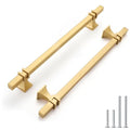 Haliwu 10 Pack 6-1/4 Inch Gold Cabinet Handles Brushed Brass Drawer Pulls - color: Matte Gold, size: Hole Center Spacing：160mm (6-5/16 inch)
