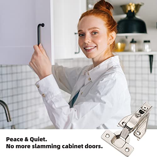 DecoBasics (10 PCS) Full Overlay Soft Close Cabinet Hinges for Kitchen Cabinets - 105° Face Frame Concealed Cabinet Door Hinge -3 Way Adjustability -Clip on Plate & Matching Screw 4 Easy Installation