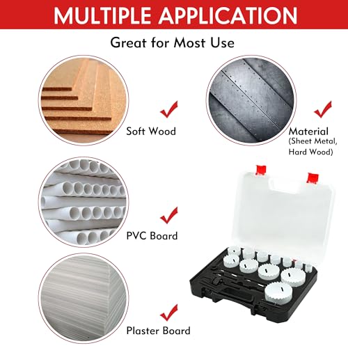 Hole Saw Kit Bi Metal, with 3/4" to 2-1/2" 22 PCS Saw Blades in Case, Hole Saw Set for Metal, Wood and Plastic, with Clean and Smooth Cutting Edge, Fast Chip Removal - style: BI Hole Saw 22pcs
