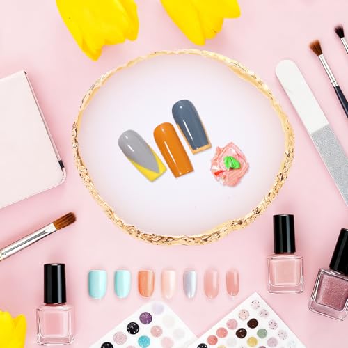 2 Pcs Resin Nail Art Palette Set, Pink & White, Gold Edge, 10 x 8 cm - color: Pink, White