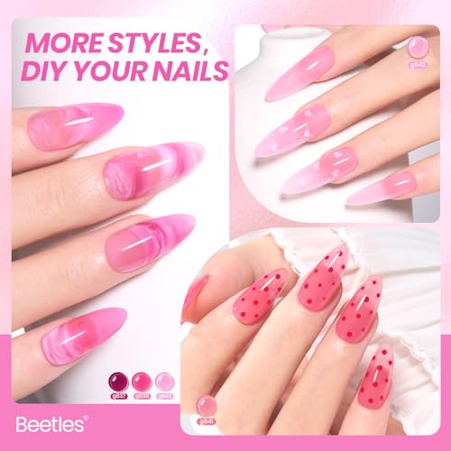 Beetles Rose Whispers Jelly Pink Gel Nail Polish Set, 6 Colors Gel Polish - color: B - Sheer | Rose Whispers
