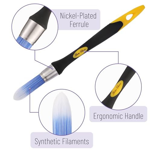 Bates- Trim Paint Brush, 3 pcs, 5/8”, 3/4” and 1” (Pack of 3) - color: Yellow-black, size: 5/8”, 3/4”, 1” (Pack of 3)