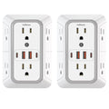 2 Pack Outlet Extender Surge Protector, 6 Outlet Splitter with 4 USB Outlet (2 USB A,2 USB C), 3Sided Power Strip with Adapter Spaced Outlets for Home, Office, Travel(White)-ETL - color: White 2PCS